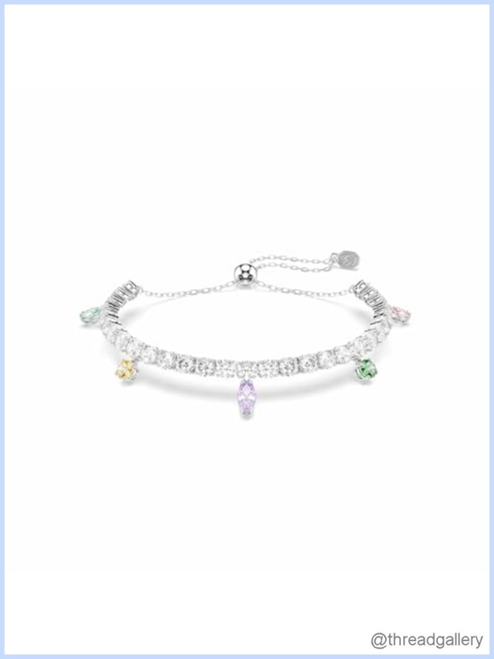 Swarovski Zirconia Tennis Bracelet Rhodium Plated Adjustable Chain